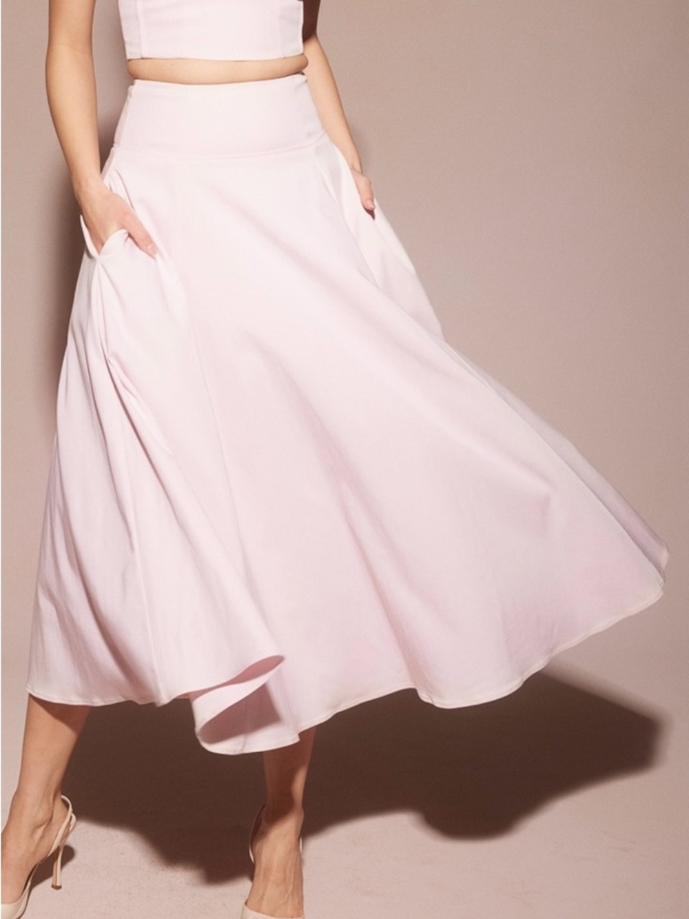 House of CB Rita Ballerina Baby Pink A-Line Midi Skirt Size XS
